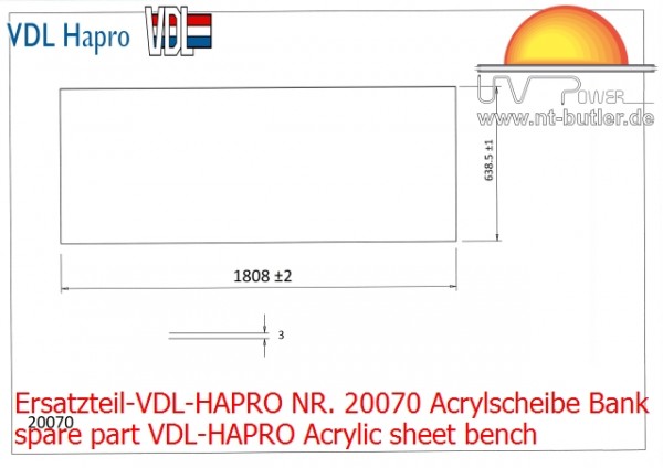 Ersatzteil-VDL-HAPRO NR. 20070 Acrylscheibe Bank