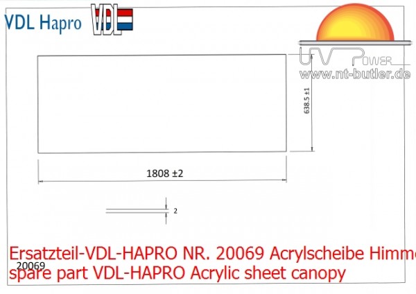Ersatzteil-VDL-HAPRO NR. 20069 Acrylscheibe Himmel