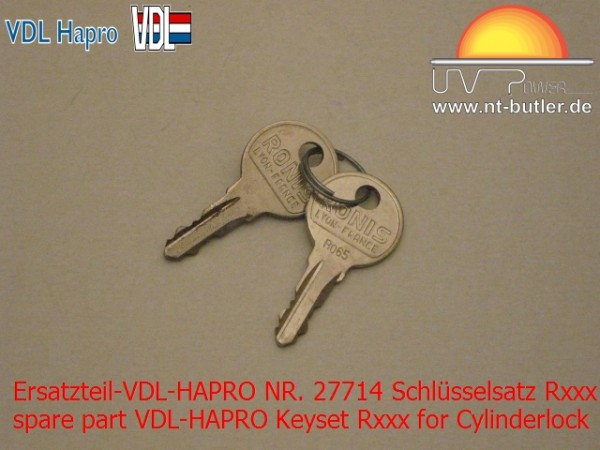 Ersatzteil-VDL-HAPRO NR. 27714 Schlüsselsatz Rxxx für Zylinderschlo? Bitte beachten Sie! Schlussel