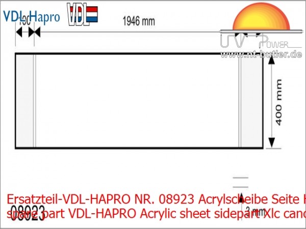 Ersatzteil-VDL-HAPRO NR. 08923 Acrylscheibe Seite Himmel Xlc