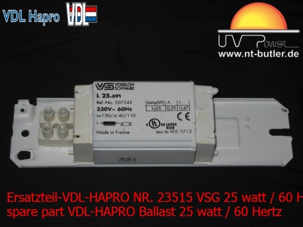 Ersatzteil-VDL-HAPRO NR. 23515 VSG 25 watt / 60 Hertz