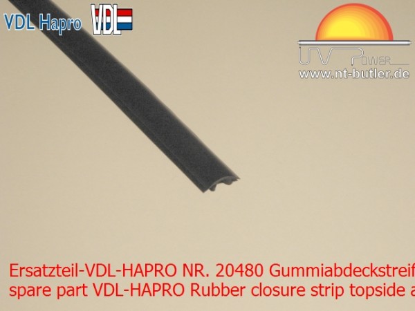 Ersatzteil-VDL-HAPRO NR. 20480 Gummiabdeckstreifen Oberseite Alu. L=123cm